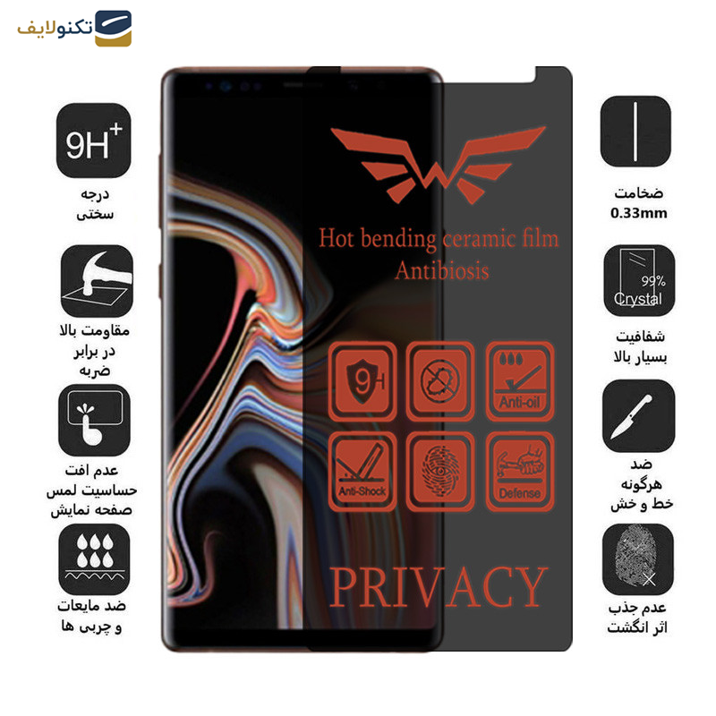 محافظ صفحه نمایش حریم شخصی اپیکوی مدل Nano-Privacy مناسب برای گوشی موبایل سامسونگ Galaxy Note 9/Note 8 