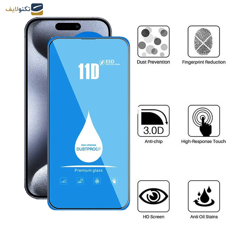 محافظ صفحه نمایش 11D اپیکوی مدل Blue ESD مناسب برای گوشی موبایل اپل iPhone 15 Pro Max