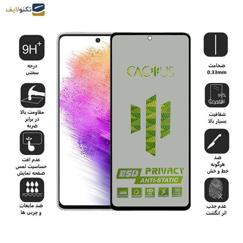 محافظ صفحه نمایش حریم شخصی اپیکوی مدل Cactus-ESD-Privacy مناسب برای گوشی موبایل سامسونگ Galaxy A73 5G/A72 4G/5G /M54 /M53 5G/M52/ M5/A71/A81/A91/M62/F62/S10 Lite/Note 10 Lite 