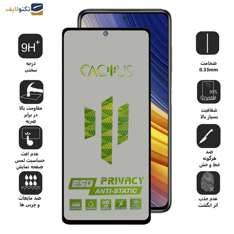 محافظ صفحه نمایش حریم شخصی اِپیکوی مدل Cactus-ESD-Privacy مناسب برای گوشی موبایل شیائومی Poco X3/ X3 NFC/ X3 Pro