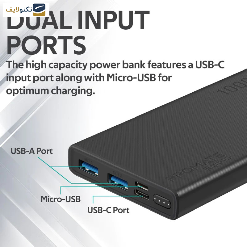 پاوربانک پرومیت مدل BOLT-10.BLACK ظرفیت 10000 میلی آمپر ساعت