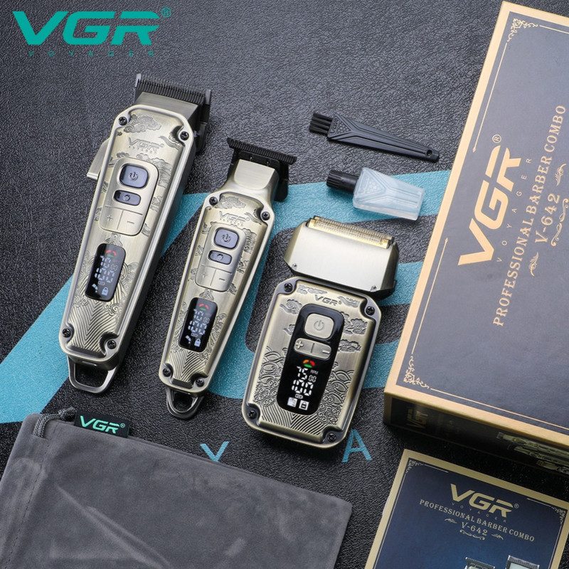 ماشین اصلاح موی سر و صورت وی جی ار مدل V-642 مجموعه 3 عددی