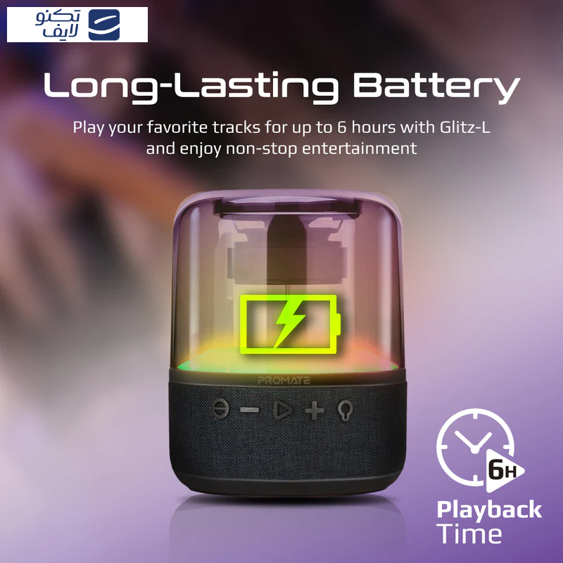 اسپیکر بلوتوثی قابل حمل پرومیت مدل GLITZ-L.BLACK