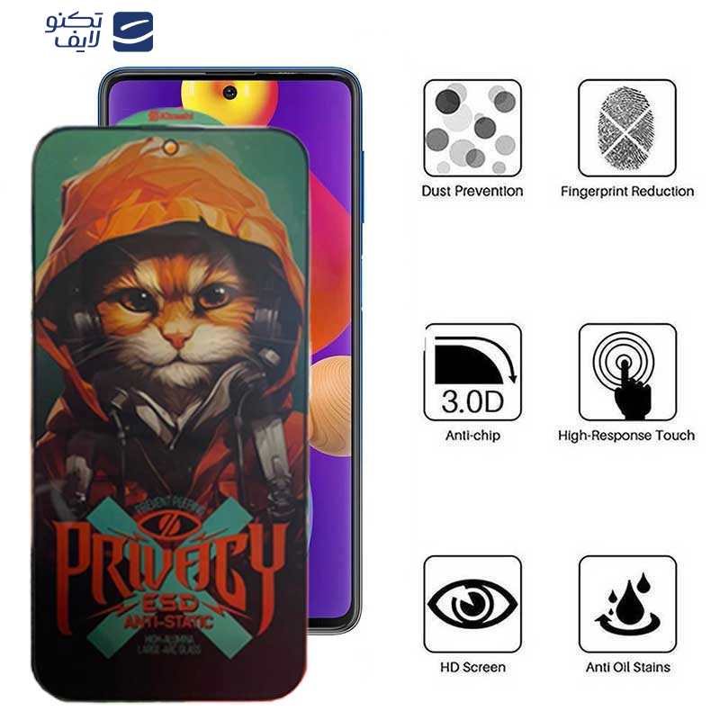 محافظ صفحه نمایش حریم شخصی اپیکوی مدل Privacy Hoodie Cat مناسب برای گوشی موبایل سامسونگ Galaxy M62/ M55/ F62/ F55/ F54/ Note10 Lite/Galaxy S10 Lite/ C55