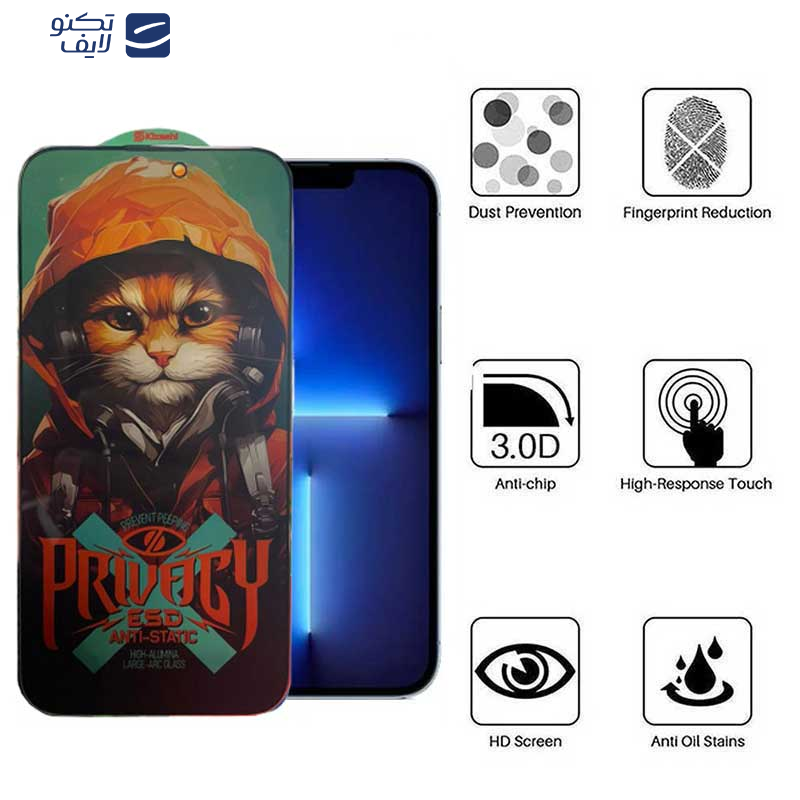  محافظ صفحه نمایش حریم شخصی اپیکوی مدل Privacy Hoodie Cat مناسب برای گوشی موبایل اپل iPhone 13 Pro Max /14 plus