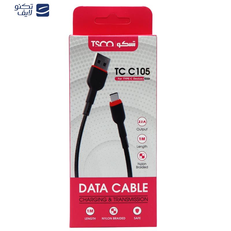 کابل تبدیل USB به USB-C تسکو مدل TCC105 طول 1 متر کابل تبدیل USB به USB-C تسکو مدل TCC105 طول 1 متر