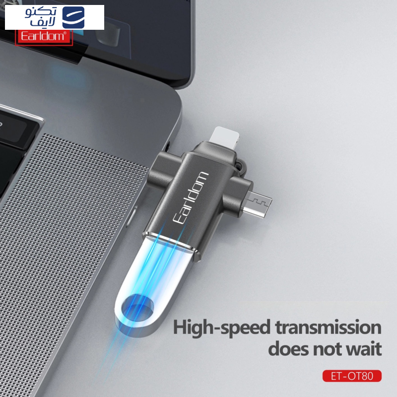مبدل USB OTG به microUSB / لایتنینگ / USB-C ارلدام مدل ET-OT80