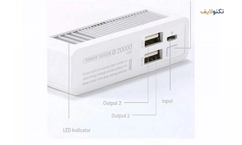 پاوربانک ریمکس مدل RPL-58 با ظرفیت 20000 میلی آمپر ساعت