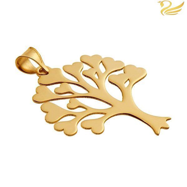 پلاک طلا 18عیار زنانه طرح درخت و قلب