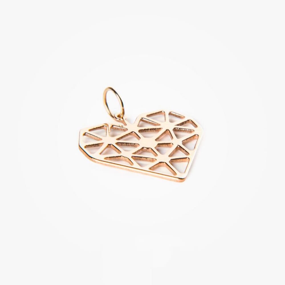 پلاک طلا 18عیار زنانه طرح قلب ژِئومتریک