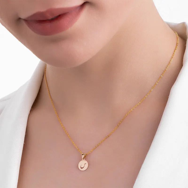 پلاک حروف حروف طلا 18 عیار طرح حرف س در دایره