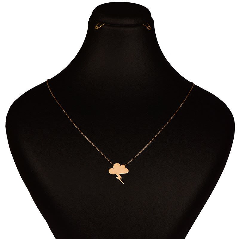 گردنبند طلا زنانه طلا 18عیار طرح ابر و ساعقه