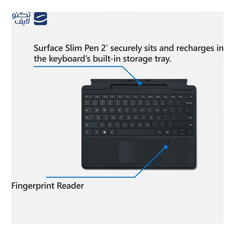 کیبورد تبلت مایکروسافت مدل Signature Keyboard with Fingerprint Reader مناسب برای تبلت مایکروسافت سرفیس Pro 8/Pro 9/Pro 10/Pro 11 