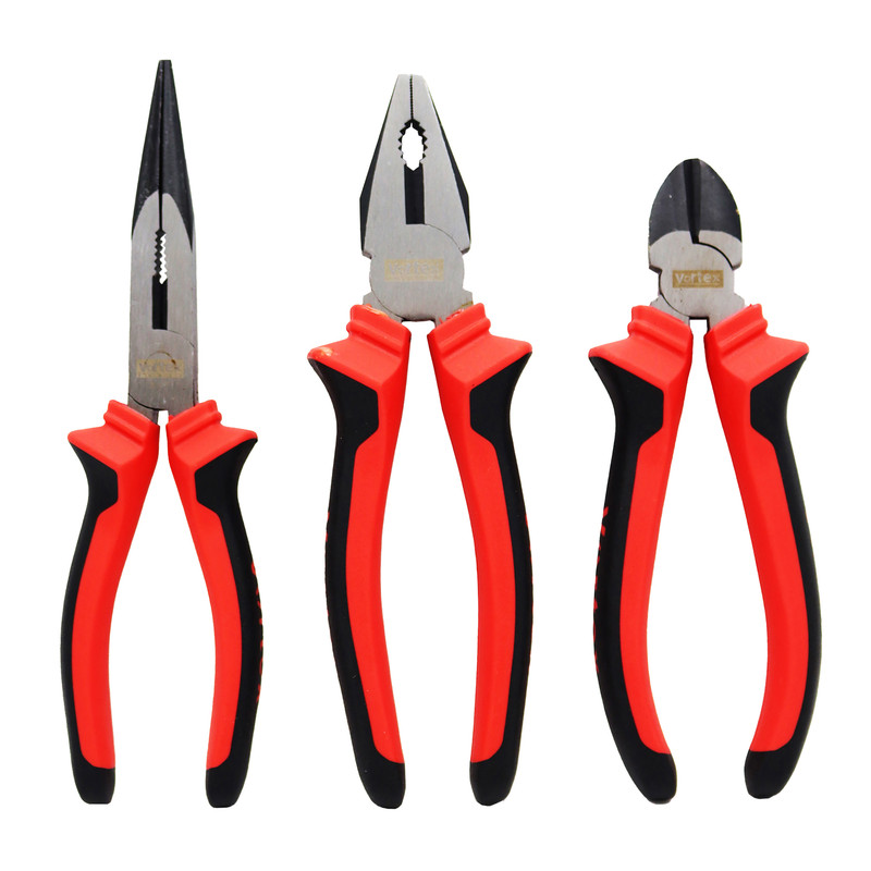 مجموعه سه عددی انبر دست و سیم چین و دم باریک ورتکس مدل YP-887