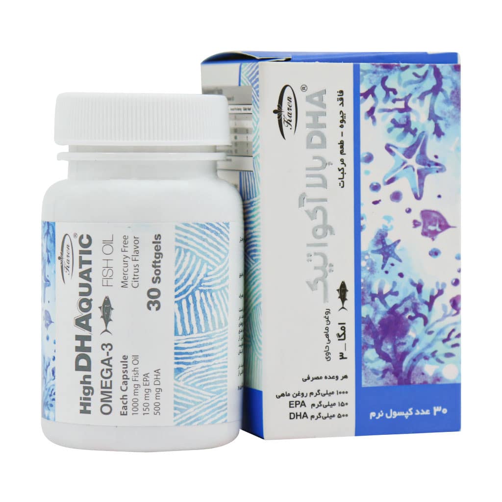 کپسول روغن ماهی حاوی DHA بالا آکواتیک کارن 30 عدد