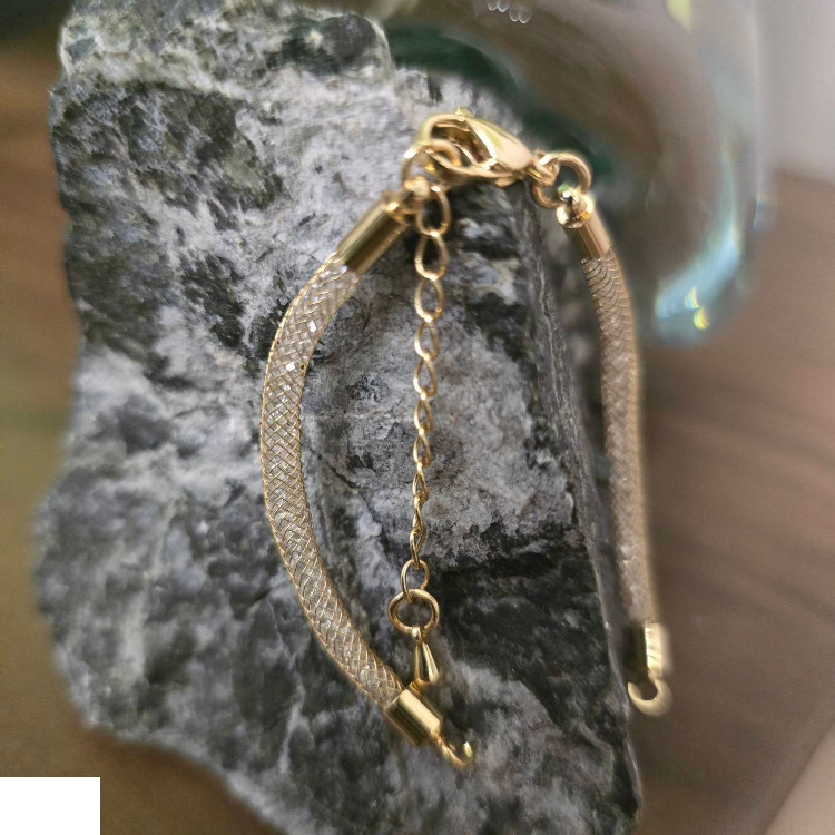 دستبند طلا 18 عیار زنانه شمیم گلد گالری طرح بینهایت و لاو کد H79