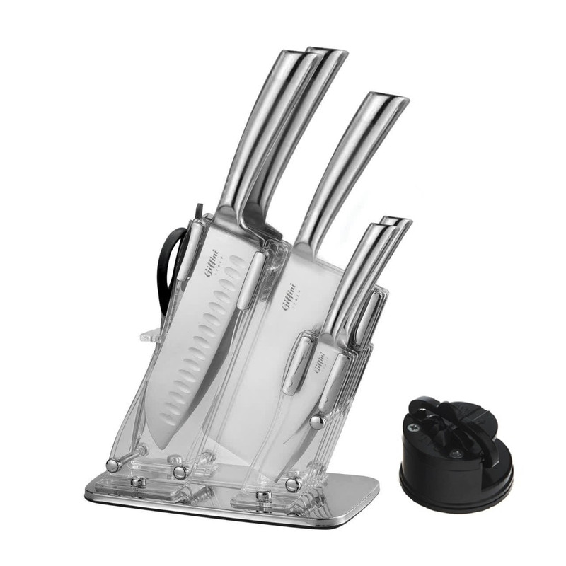سرویس چاقو آشپزخانه 7 پارچه جی فی نی کد GKG7 بهمراه چاقو تیزکن