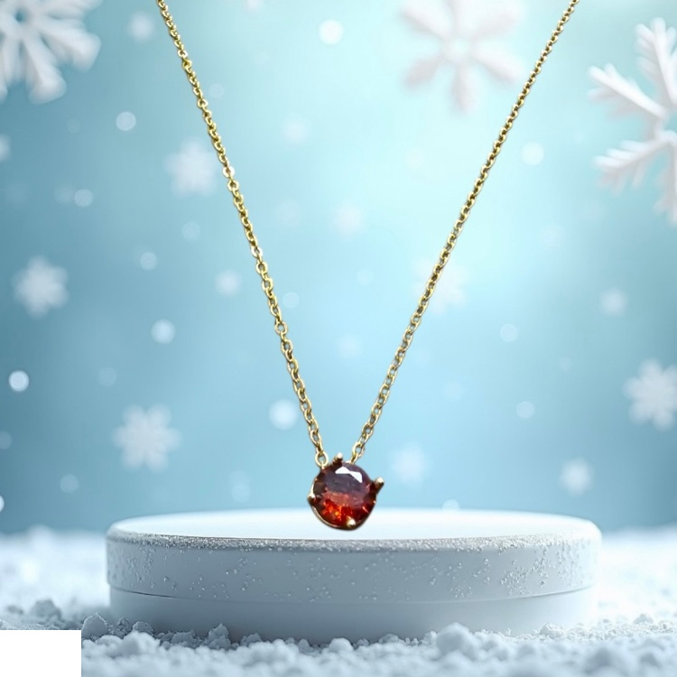 گردنبند طلا 18 عیار زنانه شمیم گلد گالری مدل مینیمال طرح یاقوت قرمز