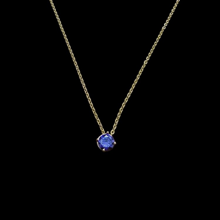 گردنبند طلا 18 عیار زنانه شمیم گلد گالری مدل مینیمال طرح یاقوت کبود