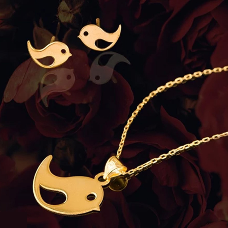 نیم ست طلا 18 عیار شمیم گلد گالری مدل GLE176