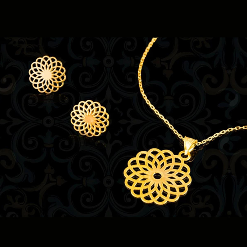 نیم ست طلا 18 عیار شمیم گلد گالری مدل GLE167