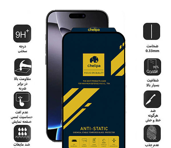 محافظ صفحه نمایش اپیکوی مدل Chelipa Anti-Static مناسب برای گوشی موبایل اپل iPhone 16 Pro Max