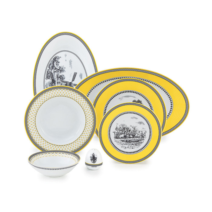 سرویس غذاخوری 102 پارچه چینی زرین ایران سری ایتالیا اف مدل ویلیج درجه عالی