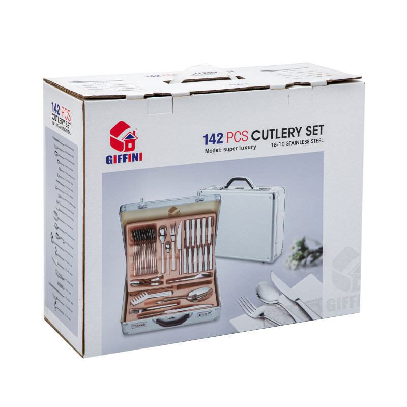 سرویس قاشق و چنگال 142 پارچه جی فی نی مدل R-968 لاکچری