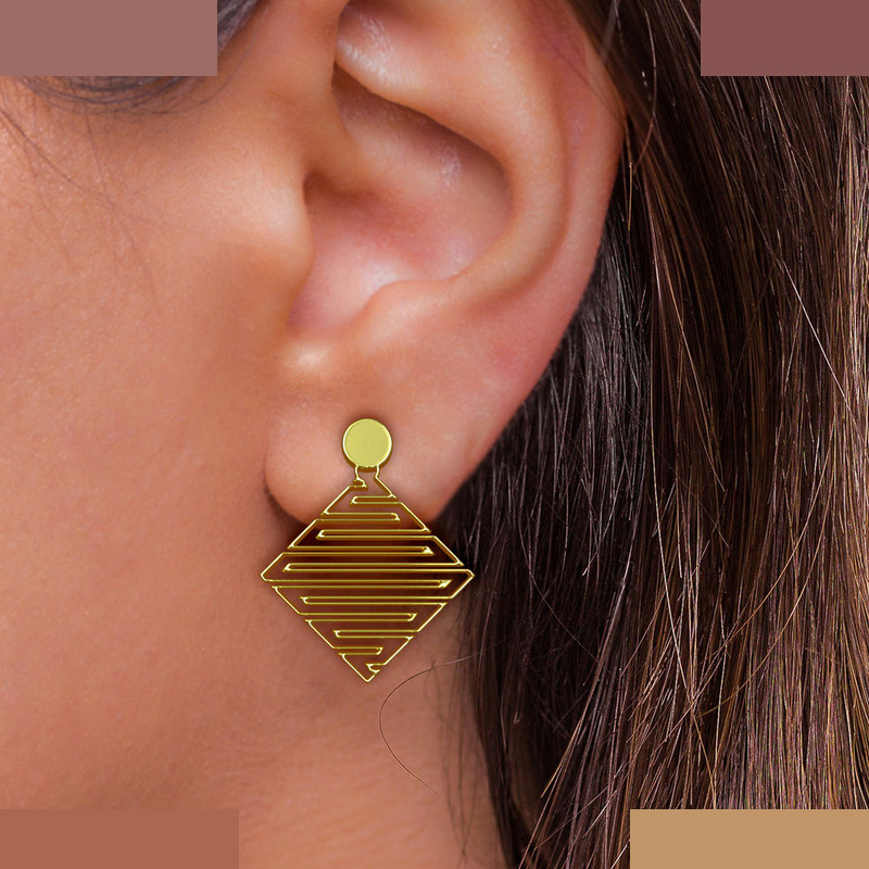 نیم ست طلا 18 عیار زنانه مدوپد مدل لوزی کد NA12970