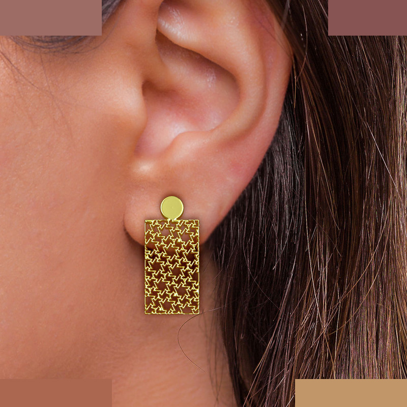 نیم ست طلا 18 عیار زنانه مدوپد مدل مستطیل کد NA14210