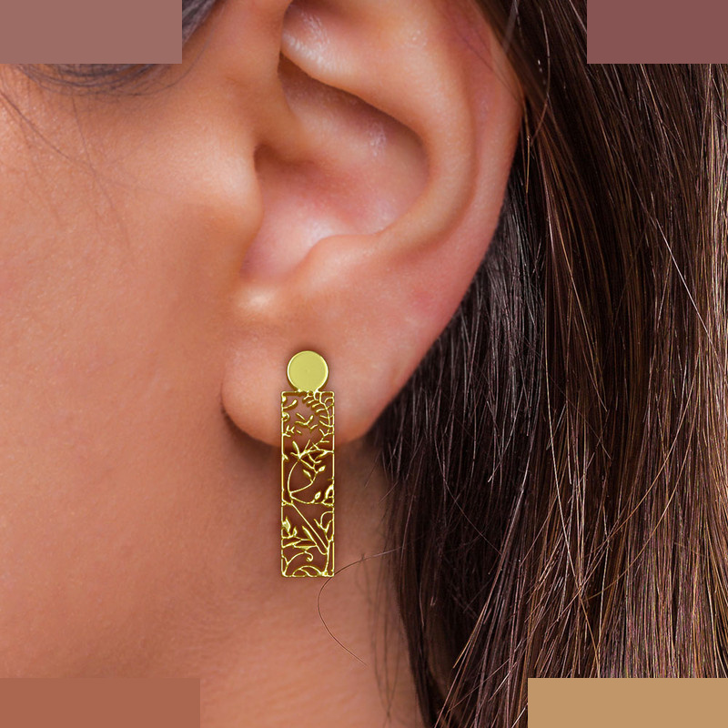 نیم ست طلا 18 عیار زنانه مدوپد مدل مستطیل کد NA14462