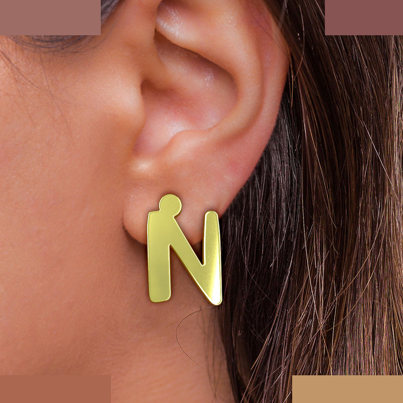 نیم ست طلا 18 عیار زنانه مدوپد مدل حرف N کد NA16720