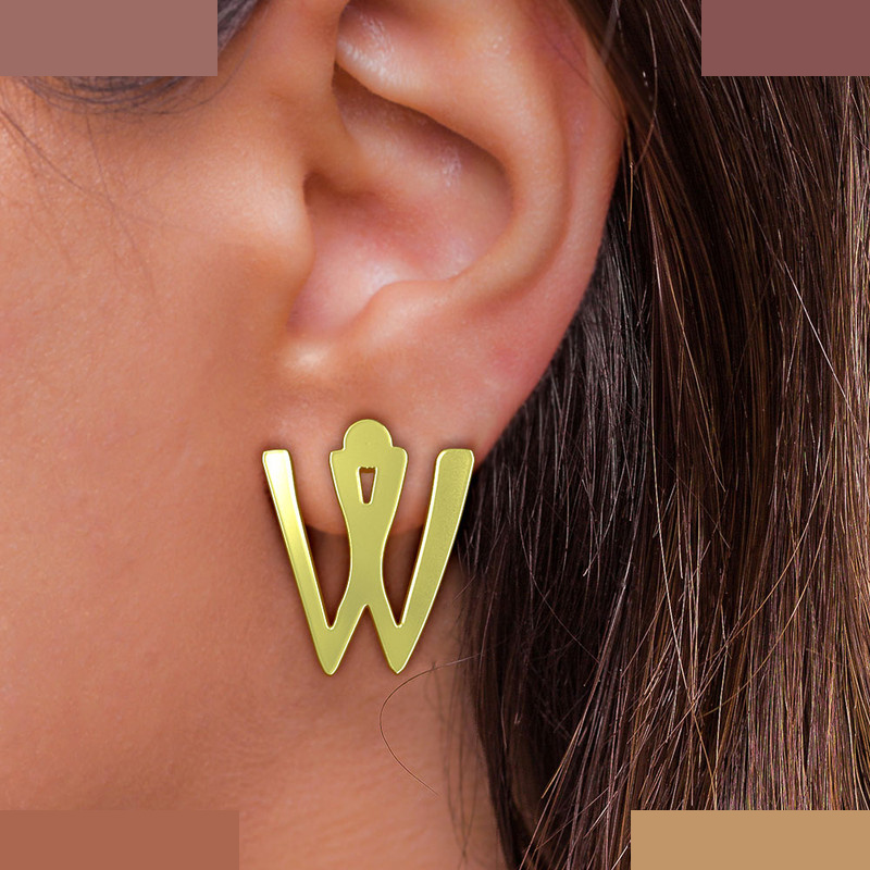 نیم ست طلا 18 عیار زنانه مدوپد مدل حرف W کد NA16800