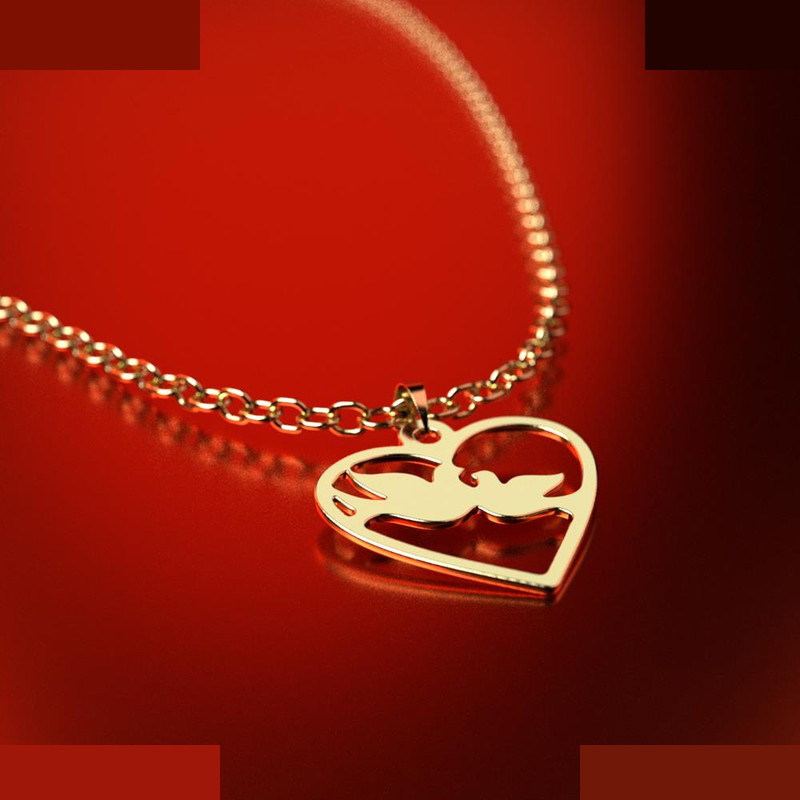 نیم ست طلا 18 عیار زنانه مدوپد مدل قلب و پرنده کد NA11048