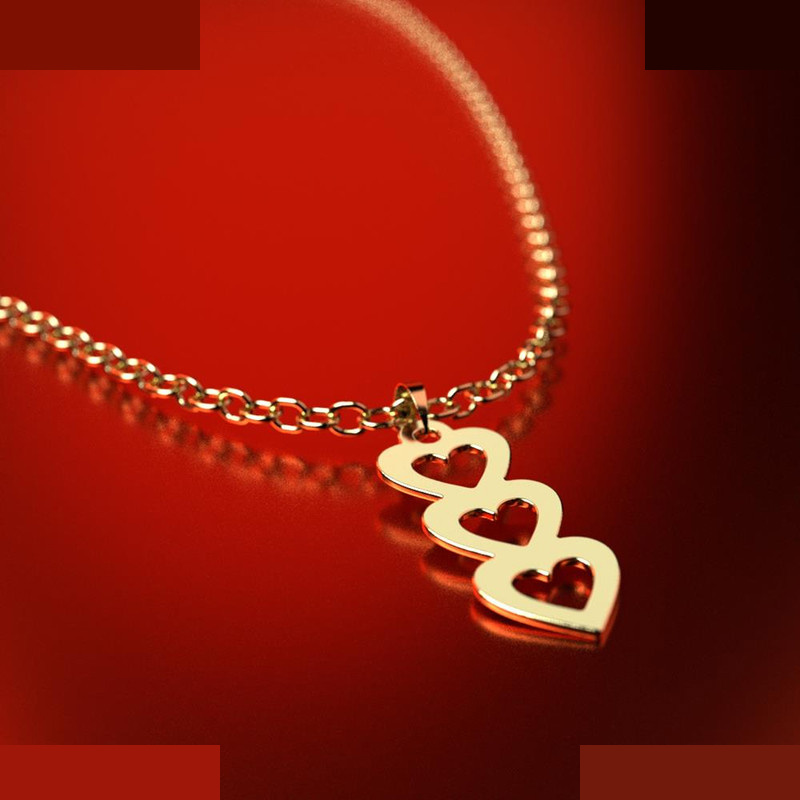 نیم ست طلا 18 عیار زنانه مدوپد مدل سه قلب کد NA11713