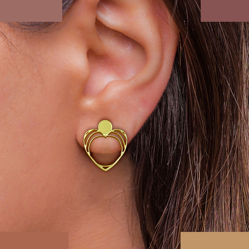 گوشواره طلا 18 عیار زنانه مدوپد مدل قلب کد GA1-10298