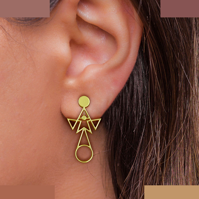 گوشواره طلا 18 عیار زنانه مدوپد مدل هندسی کد GA1-10330