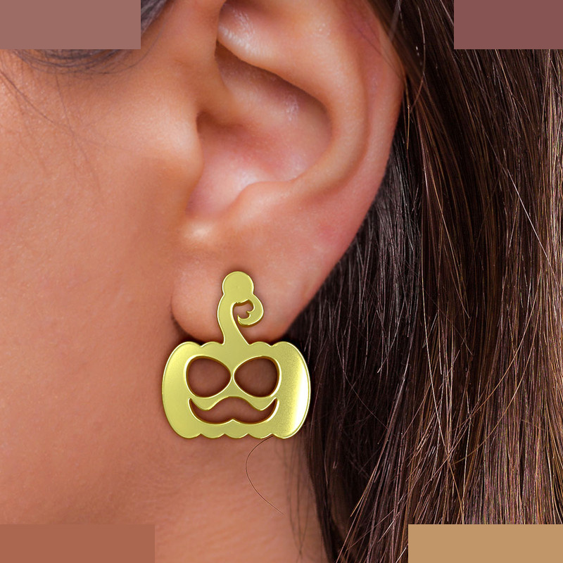 گوشواره طلا 18 عیار زنانه مدوپد مدل کدو هالووین کد GA1-10360