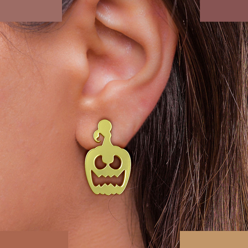 گوشواره طلا 18 عیار زنانه مدوپد مدل کدو هالووین کد GA1-10378