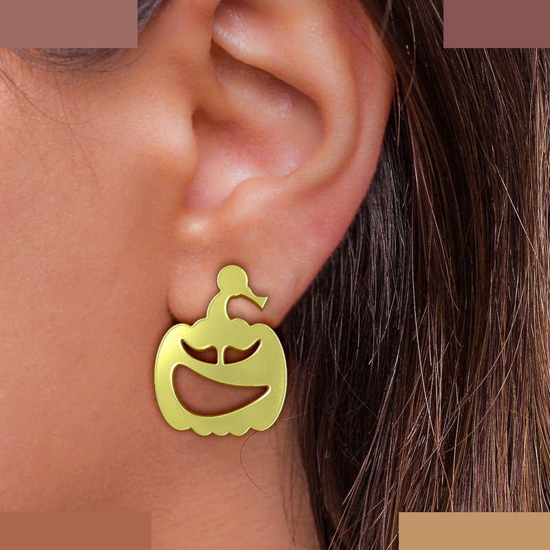 گوشواره طلا 18 عیار زنانه مدوپد مدل کدو هالووین کد GA1-10401