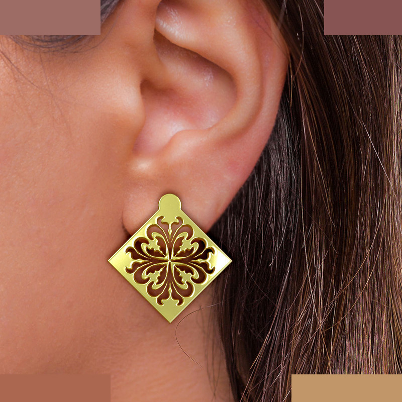 گوشواره طلا 18 عیار زنانه مدوپد مدل اسلیمی کد GA1-10402