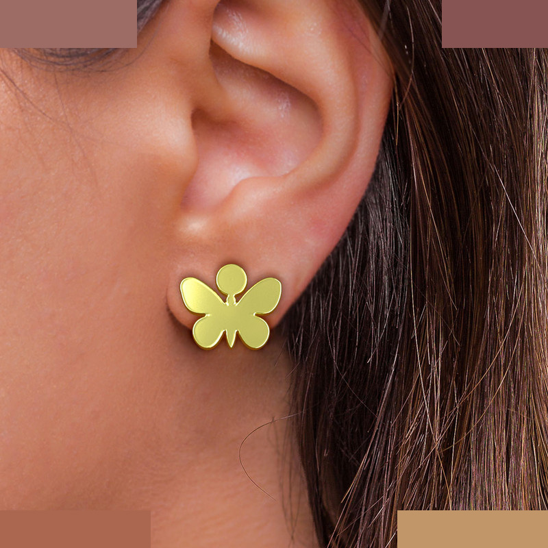 گوشواره طلا 18 عیار زنانه مدوپد مدل پروانه کد GA1-10442