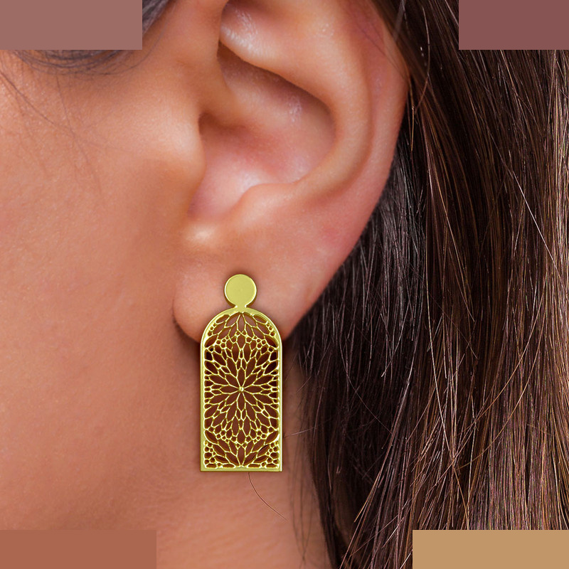 گوشواره طلا 18 عیار زنانه مدوپد مدل اسلیمی کد GA1-10448