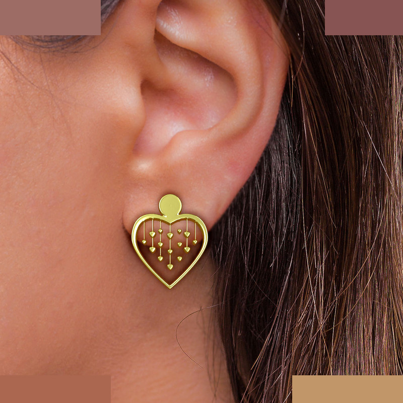 گوشواره طلا 18 عیار زنانه مدوپد مدل قلب کد GA1-10450