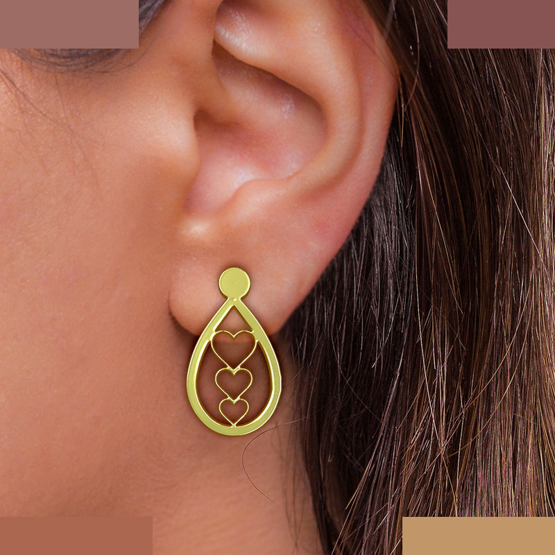 گوشواره طلا 18 عیار زنانه مدوپد مدل قلب کد GA1-10491