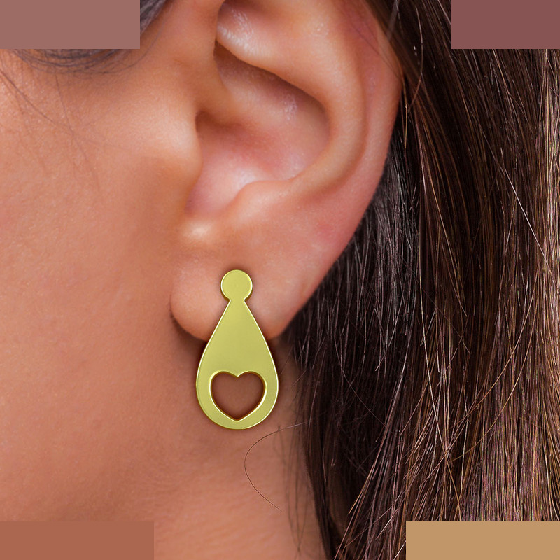 گوشواره طلا 18 عیار زنانه مدوپد مدل قلب کد GA1-10559