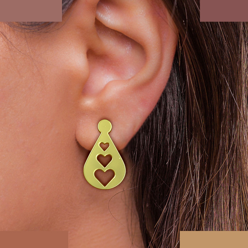 گوشواره طلا 18 عیار زنانه مدوپد مدل قلب کد GA1-10712