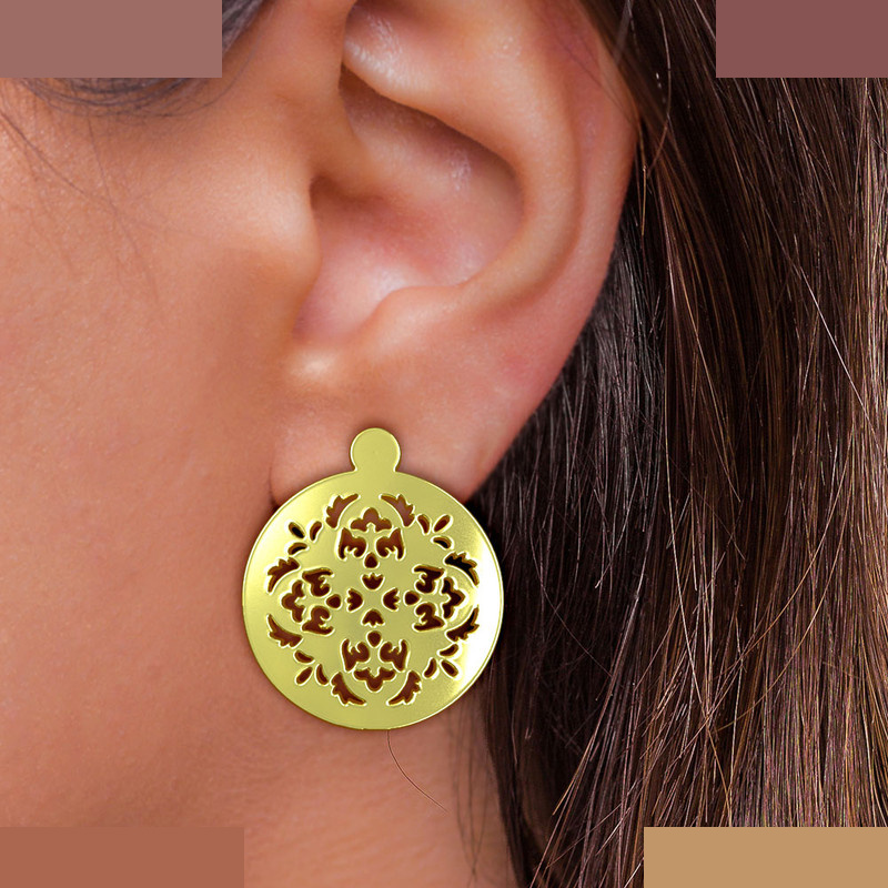 گوشواره طلا 18 عیار زنانه مدوپد مدل دایره کد GA1-10721