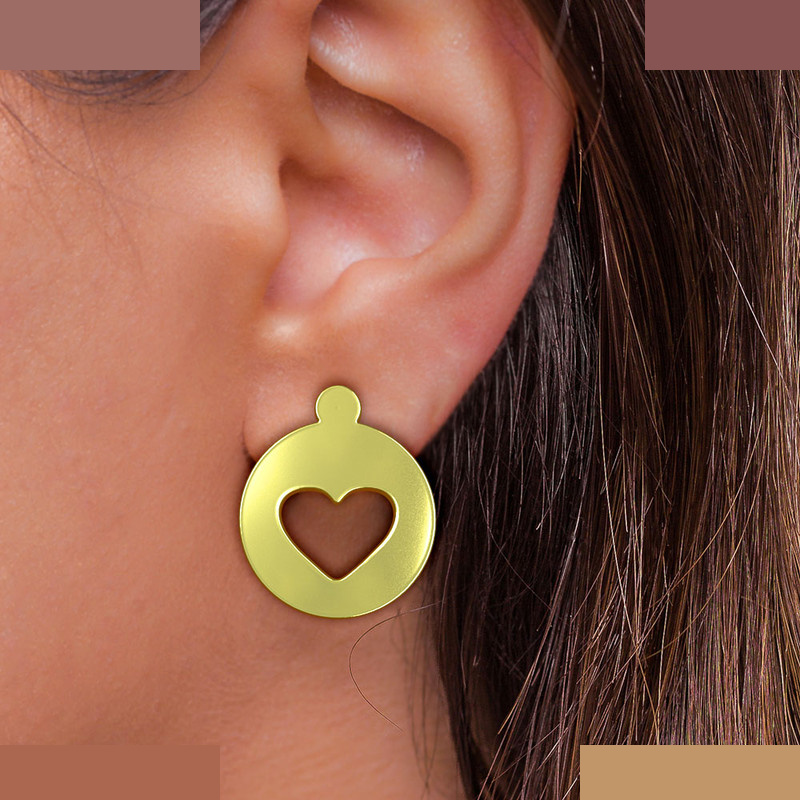 گوشواره طلا 18 عیار زنانه مدوپد مدل قلب کد GA1-10730