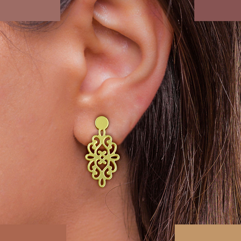 گوشواره طلا 18 عیار زنانه مدوپد مدل اسلیمی کد GA1-10751